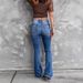 Women's Clothing Autumn And Winter New High Waist Elastic Raw Edge Hole Fashion Bell Bottom Pants Jeans_mkmklike.com