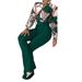 Women's Clothing casual suit printed stand-up collar long sleeve shirt top wide-leg pants two-piece set_mkmklike.com