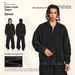 Loom BE Men's Clothing 2025 Autumn Winter American High Street Unisex Style Fleece Washed Retro Black Zipper Cardigan_mkmklike.com