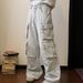 Retro Washed Straight Leg Cargo Jeans Multi Pocket High Street Trendy Brand Casual Wide Leg for Men And Women_mkmklike.com