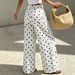 Women's Low Waisted Wide Leg Jeans Cross Border L1048 Floor Length Loose Fit Versatile Polka Dot Straight Leg Casual Pants_mkmklike.com