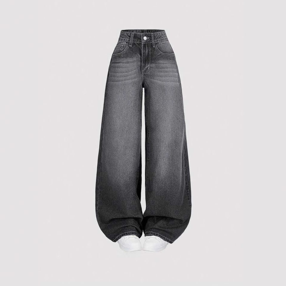 Women's Clothing Vintage Wheat Stitch High Waist Distressed Jeans For Women - Loose Fit Flared Trousers With Starry Sky Pattern, Casual Denim Pants_mkmklike.com