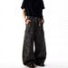 Men's Vintage Camo Cargo Jeans - Straight Leg Hip Hop Denim Pants With Multi-Pockets, Washed Cotton Casual Trousers For Streetwear_mkmklike.com