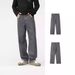 Men’s Heavyweight Vintage Smoke Gray Jeans – High-Street Loose Fit Straight Leg Denim Pants For Casual & Streetwear_mkmklike.com