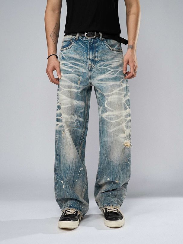 Men's Vintage Loose Fit Jeans | Retro Wide Leg Denim Pants | Relaxed Streetwear Style_mkmklike.com