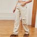 Women's Clothing Washed Semi Elastic Multi Pocket Denim Work Casual Pants_mkmklike.com