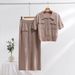 Women's Clothing high grade knitted suit spring and autumn new sweet and gentle short sleeved dress, two pieces_mkmklike.com