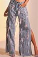 Women's Clothing Washed Distressed Wide Leg Pants Plush Diamond Chain Decorated Slit Straight Jeans Women_mkmklike.com