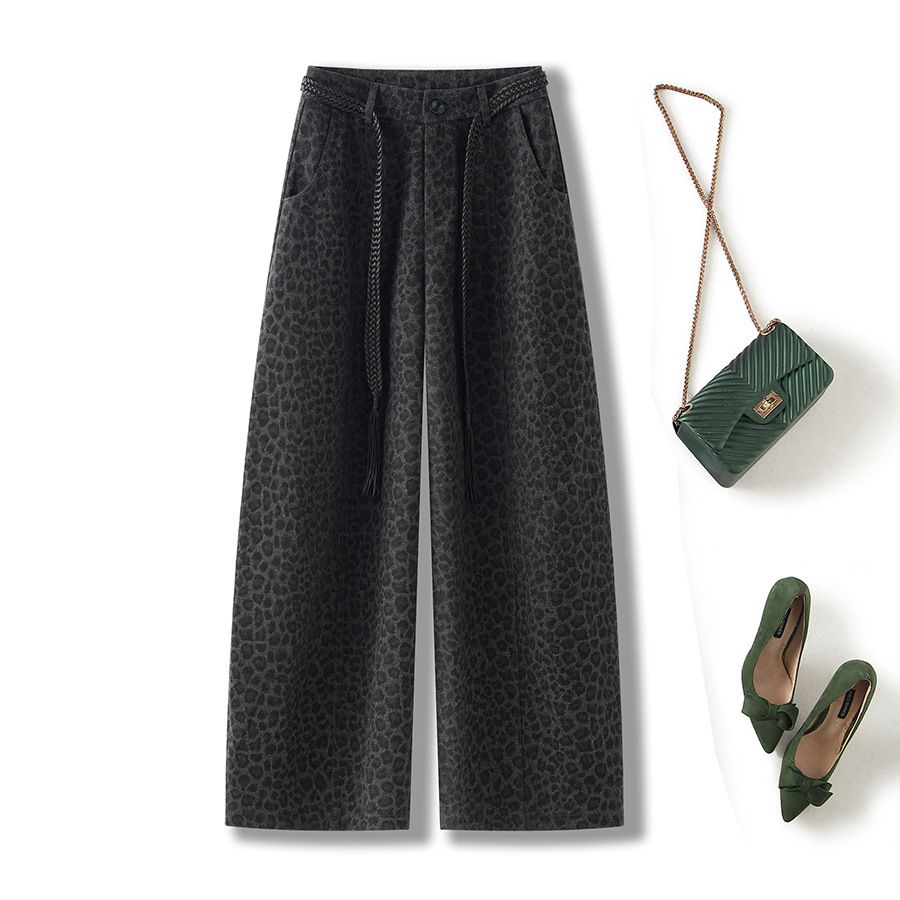 Fleece-Lined Leopard Print Balloon Pants – High-Waisted, Flowy Wide-Leg Trousers (Stretch Comfort, Casual Chic, Winter-Ready, Statement Streetwear)_mkmklike.com