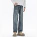 Cleanfit Autumn And Winter New Jeans Men's Fit Straight Tube Loose Plus Size Youth Middle Waist Tide Retro Washed Ten Miles Cocoa Eight Tubes_mkmklike.com