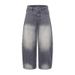Vintage Scythe-Cut Baggy Jeans For Men & Women – High Street Fashion Washed Denim Pants, Oversized Fit, 100% Cotton, No Stretch, Grey_mkmklike.com