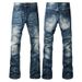 Men's Vintage Washed Straight-Leg Jeans – Classic Denim Pants For Teens & Young Adults (28-34 Waist) – Distressed & Faded Blue (Non-Stretch)_mkmklike.com