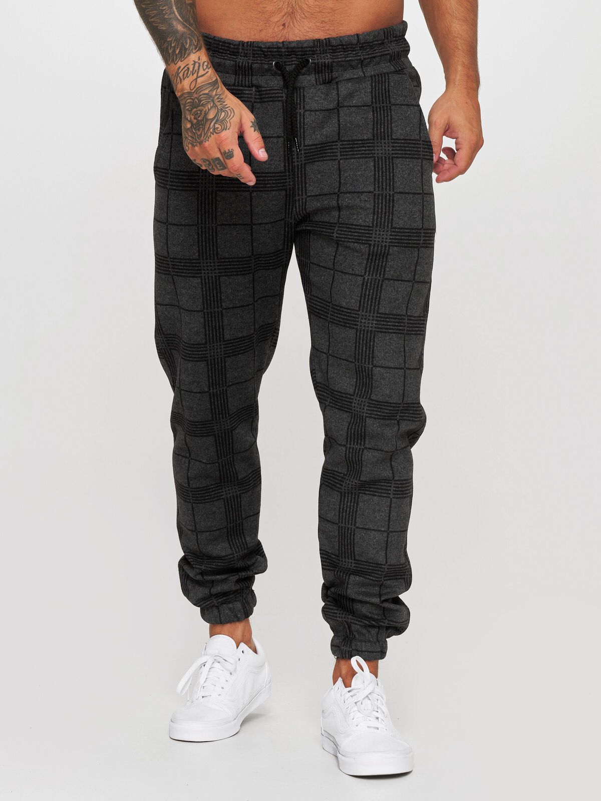 Square plaid 3d digital printing casual pants fitness pants_mkmklike.com