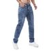 Men's Slim Fit Stretch Jeans – Light Blue Embroidered Denim Pants, Skinny Tapered Leg For A Stylish & Comfortable Look_mkmklike.com