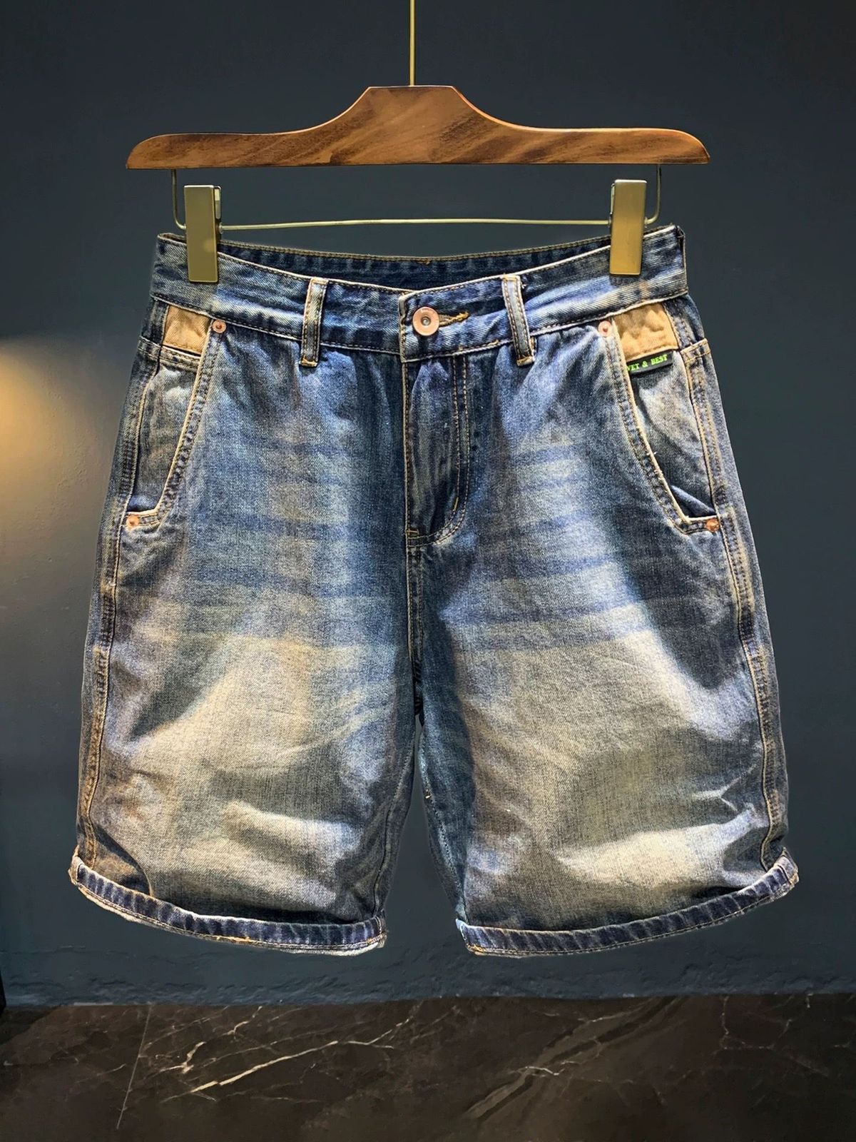 Men's Clothing Retro Old Personality Back Pocket Shorts European And American Style High End Men's Mid Length Pants_mkmklike.com
