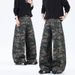 Men's Camo Denim Jeans – Straight Leg Cargo Pants With Tactical Pockets, Military-Inspired Streetwear, Relaxed Fit Workwear Trousers_mkmklike.com