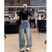 Glitter Starry Sky Rhinestone Fleece-Lined Jeans For Women - High Waist Loose Wide Leg Pants, Trendy & Stylish Casual Wear_mkmklike.com