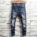 Men's Clothing Jeans Men's Elastic Slim Fit Skinny Fit Autumn And Winter American High Street All Match Trendy Long Brand Pants Men_mkmklike.com