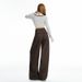 6605 New Coffee-Colored American Retro Hot Girl Split Denim Pants For Women, Straight-Leg Slimming Loose Wide-Leg_mkmklike.com