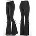 Women's Clothing Jeans Mid Waist Flared Lace Up Denim Trousers Stretch Jeans Women's Flared Pants_mkmklike.com