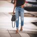 Women's Clothing Women's Ripped Non Elastic Retro Fashion Denim Trousers Women_mkmklike.com