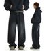 Men's American Vintage Washed Denim Jeans – Loose Wide Leg, Floor-Length Straight Fit, Retro Casual Pants For Spring & Autumn_mkmklike.com