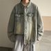 Denim Autumn Trend American High Street Jacket Men's Turn-Down Collar Stylish Loose Casual Coat Top_mkmklike.com