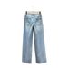 Women's Clothing Fashion Star Hot Diamond Straight Jeans For Women Hot Style Washed High Waist Loose Slim All Match Wide Leg Trousers_mkmklike.com