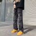 Men's Vintage Distressed Denim Jeans | 90s Baggy Streetwear Pants | Oversized Straight-Leg Relaxed Fit | Y2K Grunge Aesthetic_mkmklike.com