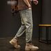 Men's Ripped Jeans Trendy Brand Loose Straight Leg High Street Retro Casual Niche Style Spring Collection_mkmklike.com