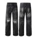 Streetwear Rhinestone Printed Distressed FashionJeans Baggy Hip Hop Straight Ripped Jeans Men_mkmklike.com
