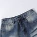 Whiskered Gradient Denim Cropped Shorts American Style Wide Leg Loose Straight Leg Cool Clean Fit Summer Trendy Men's Clothing_mkmklike.com