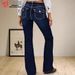 Women's Slim Fit Flared Jeans Casual Flattering Long Pants Versatile European American Style Denim_mkmklike.com