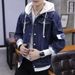 New Perforated Denim, Handsome Men's Clothing, Korean Version, Casual Student Vacation, Two-Piece Hooded Baseball_mkmklike.com