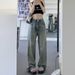American Retro Distressed Jeans For Women, High-waisted, Slimming, Straight-leg, Wide-leg, Loose-fitting, Drapey,_mkmklike.com