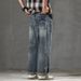 New Spring Jeans Men's Harlan Loose Trendy Brand American Retro Washing Double Craft Medium Waist Large Size Youth Embroidery_mkmklike.com