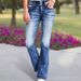 Women's Clothing New Fashion Versatile Elastic Slim Embroidered Flared Jeans_mkmklike.com