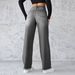 Washed Distressed Denim Straight Pants Vintage Women Jean Pockets High Waist Loose Fit Ankle Length Wide Leg Pants Basics_mkmklike.com