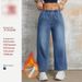 Trendy Fleece-Lined Relaxed Fit Straight Leg Jeans For Women – Comfortable & Warm Winter Casual Pants (Light Blue)_mkmklike.com