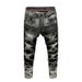 Suitable For All Seasons New Men's Slightly Stretch Jeans Black Ripped Trendy Slim Fit Skinny Wrinkled Patchwork Motorcycle Pants_mkmklike.com