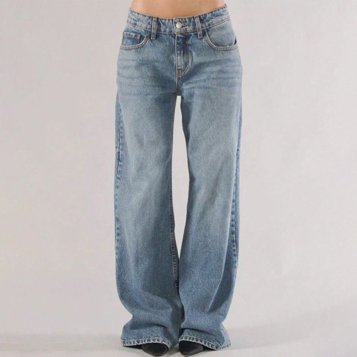Women's Clothing 90s Vintage Low-Rise Baggy Jeans – Relaxed Fit Wide-Leg Denim Pants For Women (Light Blue)_mkmklike.com