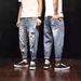Men's Clothing Summer Thin Ripped Jeans Men's Loose Nine Point Fat Men's Trendy Big Size Fashion Pants Beggar Carrot Pants Trendy_mkmklike.com