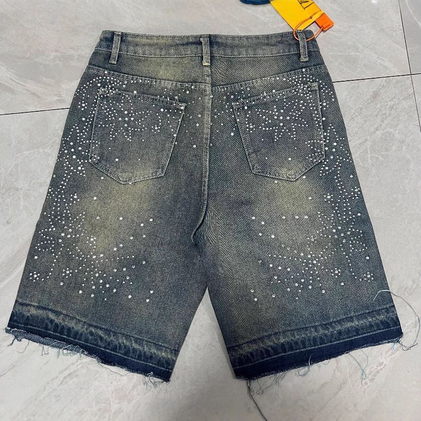Men's Rhinestone Embellished Denim Shorts – Premium Quality With Stylish Sparkle For Trendsetting Looks_mkmklike.com
