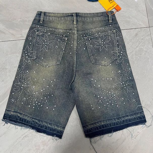 Men's Rhinestone Embellished Denim Shorts – Premium Quality With Stylish Sparkle For Trendsetting Looks_mkmklike.com