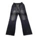 Men's Distressed Flared Jeans - Stretch Denim Pants With Metal Embellishments & Patchwork Design_mkmklike.com