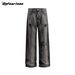 Men's Clothing Retro Washed Hole Workwear Jeans Trendy Brand Loose Straight Men And Women Wide Leg Mopping Casual Trousers_mkmklike.com
