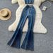 Women's Clothing Denim Suit Summer Sleeveless Tube Top Vest High Waist Denim Flared Trousers_mkmklike.com