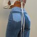 Women's Clothing New Street Hip Hop Contrast Color Patchwork Casual Jeans On Sale_mkmklike.com