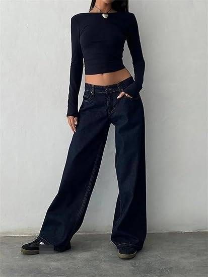 Women's Clothing Vintage Low-Rise Straight Leg Jeans For Women – Washed Denim, Classic Fit (XS-XL, Multiple Colors)_mkmklike.com