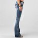 Embroidered High-Waisted Stretch Jeans – Distressed Denim Pants With Intricate Stitching (Navy & Black, S-XXL)_mkmklike.com